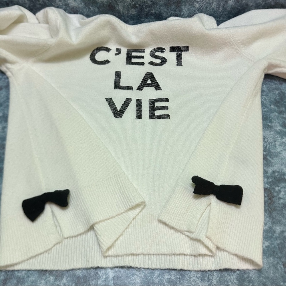 Karl Lagerfeld White 'C'est La Vie' Sweater XL - Picture 9 of 10